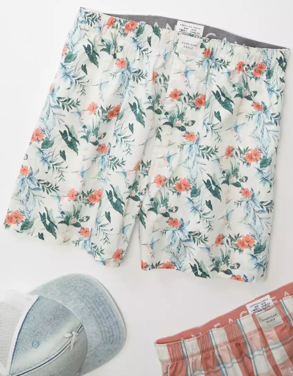 Shorts De Bain American Eagle AEO Tropical Stretch Pocket Rose Homme | RZH-40218498